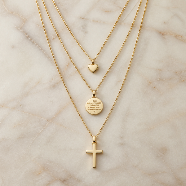 Faith Label Layering Necklace Trio