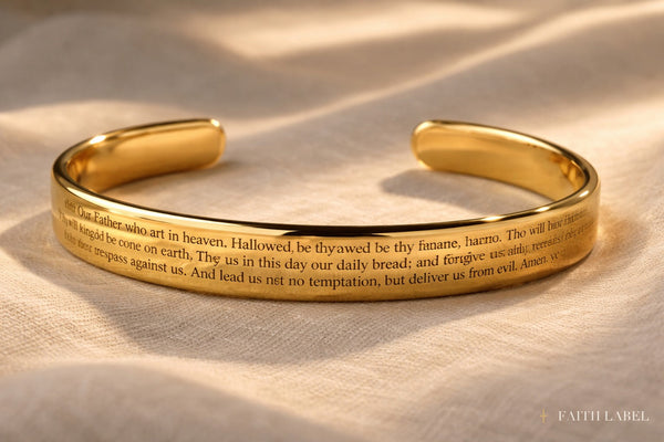 Lord's Prayer Engraved Cuff Bracelet