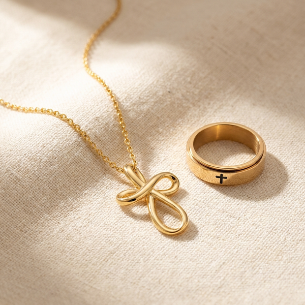 The Anchored Set — Cross + Spinner Ring