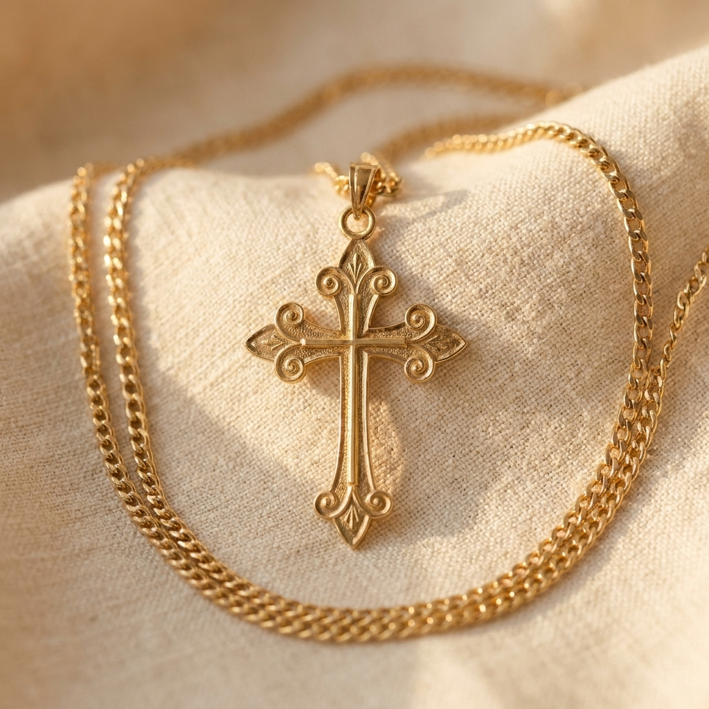 Vintage Fleur Cross Pendant